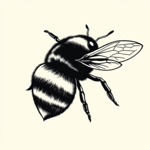 Black Ink Bumblebee Tattoo