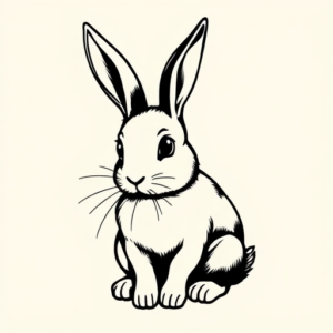 Black Ink Bunny Tattoo