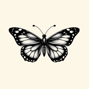 Black Ink Butterfly Tattoo