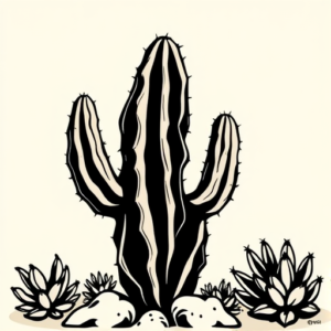Black Ink Cactus Tattoo