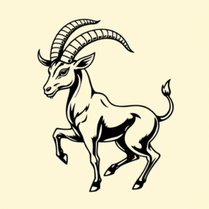 Black Ink Capricorn Tattoo