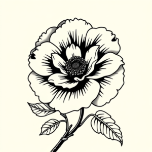 Black Ink Carnation Tattoo