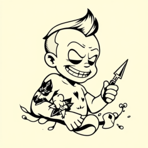 Black Ink Cartoon Tattoo