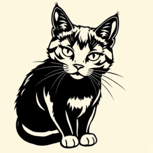 Black Ink Cat Tattoo