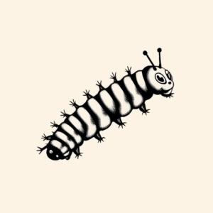 Black Ink Caterpillar Tattoo