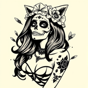 Black Ink Catrina Tattoo