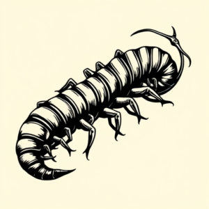 Black Ink Centipede Tattoo