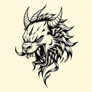 Black Ink Cerberus Tattoo