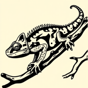 Black Ink Chameleon Tattoo