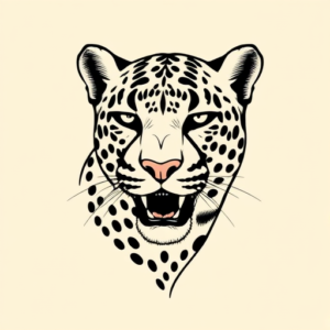 Black Ink Cheetah Tattoo