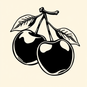 Black Ink Cherry Tattoo