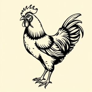 Black Ink Chicken Tattoo