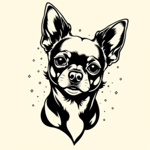 Black Ink Chihuahua Tattoo