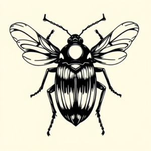 Black Ink Cicada Tattoo