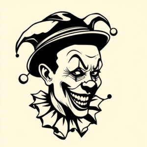 Black Ink Clown Tattoo