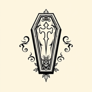 Black Ink Coffin Tattoo