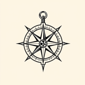 Black Ink Compass Tattoo