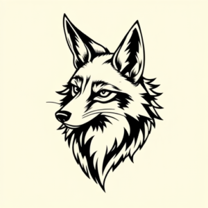 Black Ink Coyote Tattoo