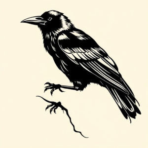 Black Ink Crow Tattoo