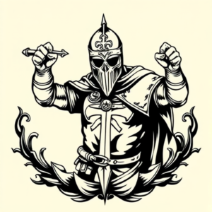 Black Ink Crusader Tattoo