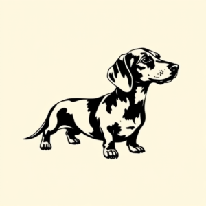 Black Ink Dachshund Tattoo