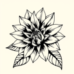 Black Ink Dahlia Tattoo