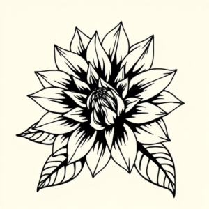 Black Ink Dahlia Tattoo