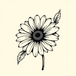 Black Ink Daisy Tattoo