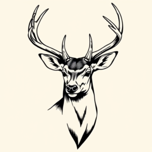 Black Ink Deer Tattoo