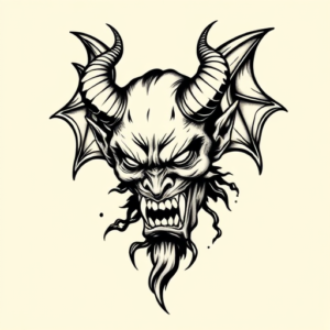 Black Ink Demon Tattoo