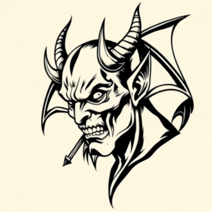 Black Ink Devil Tattoo
