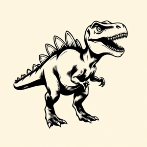 Black Ink Dinosaur Tattoo