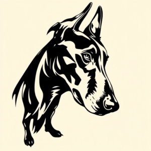 Black Ink Doberman Tattoo