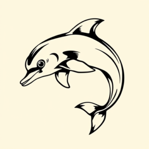 Black Ink Dolphin Tattoo
