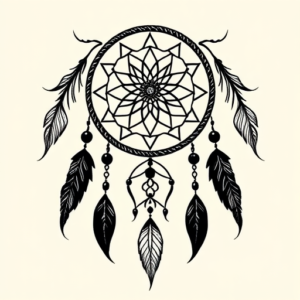 Black Ink Dreamcatcher Tattoo