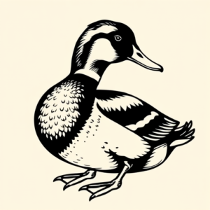 Black Ink Duck Tattoo