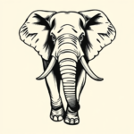 Black Ink Elephant Tattoo