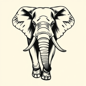 Black Ink Elephant Tattoo