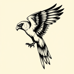Black Ink Falcon Tattoo