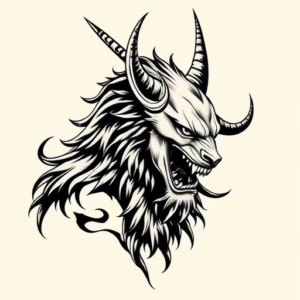 Black Ink Fenrir Tattoo