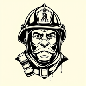 Black Ink Firefighter Tattoo