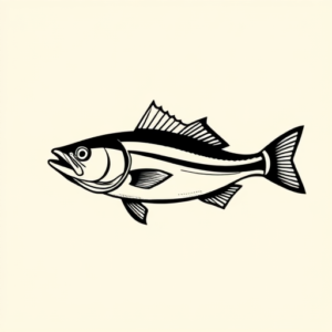 Black Ink Fishing Tattoo