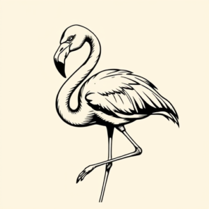 Black Ink Flamingo Tattoo