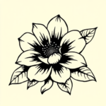 Black Ink Flower Tattoo