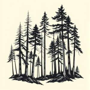 Black Ink Forest Tattoo