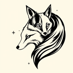 Black Ink Fox Tattoo