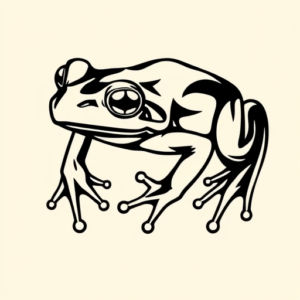 Black Ink Frog Tattoo