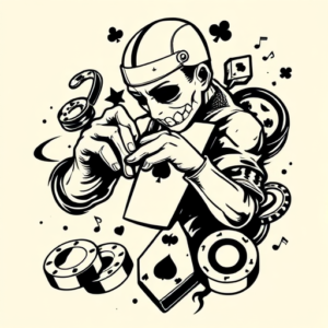 Black Ink Gambling Tattoo