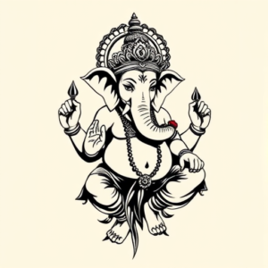 Black Ink Ganesha Tattoo