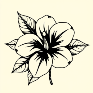 Black Ink Gardenia Tattoo